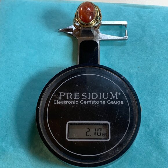 Handmade 14KY Gold Feldspar Sunstone Ring Split Shank Beaded Scroll Design SZ 6 - Picture 8 of 10